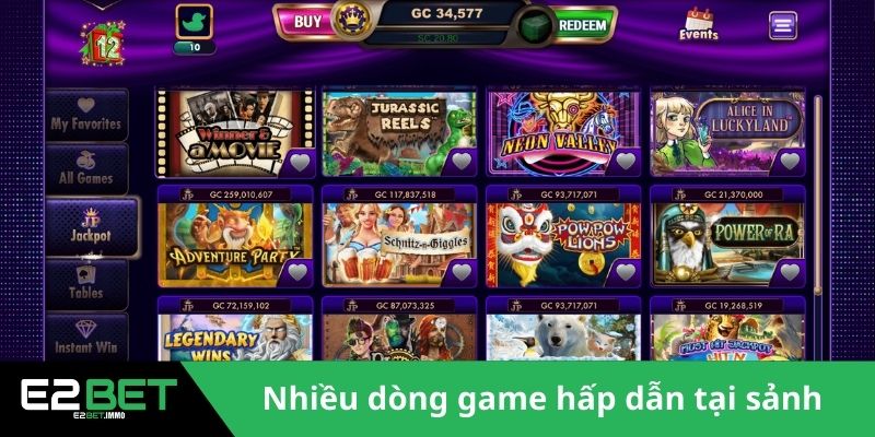 Nhiều dòng game hấp dẫn tại sảnh 